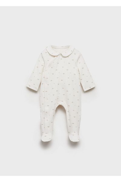 MANGO Pantaloni de pijama unisex pentru bebeluși alb catifelat