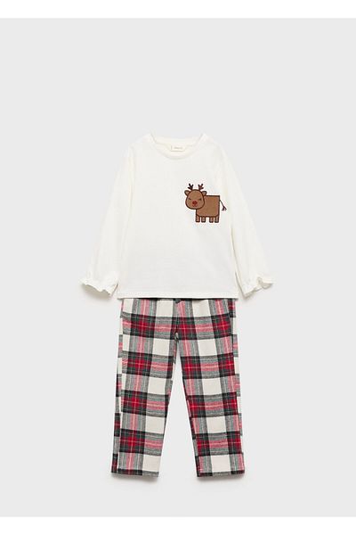 MANGO Pantaloni de pijama pentru fetiță alb catifelat 77018272
