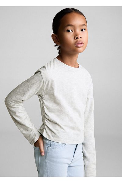 MANGO Woman Light Gray Girl's T-Shirt 77045151