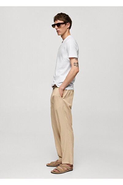 MANGO Λευκό ανδρικό μπλουζάκι 77080584