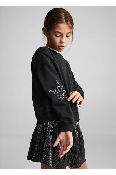 MANGO Woman Черен суичър за момиче 77976743