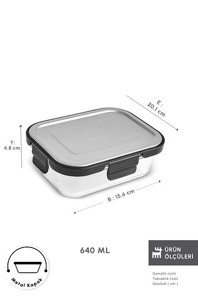 Karaca Vera Glass Storage Container with Metal Lid 640 ml