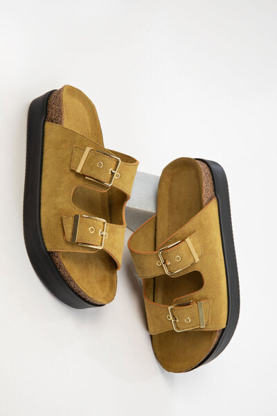 SOHO Hardal Sarı Süet Kadın Terlik 20327