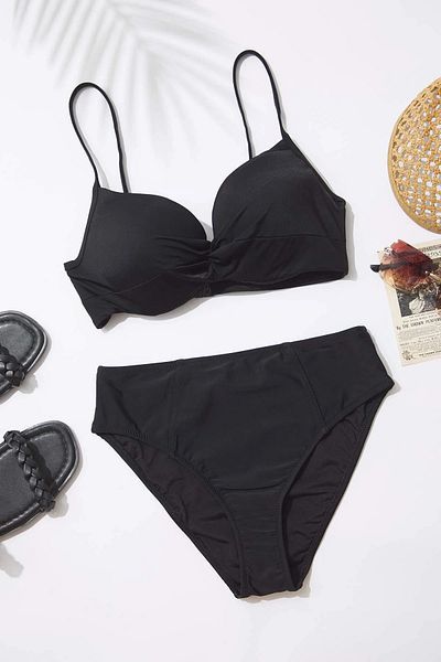 Trendyol Collection Μαύρο Restorer High Waist Regular Bikini Six TBESS24BA00141