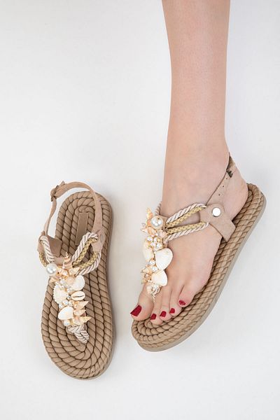 SOHO Beige Wildleder Damen Sandalen 20617