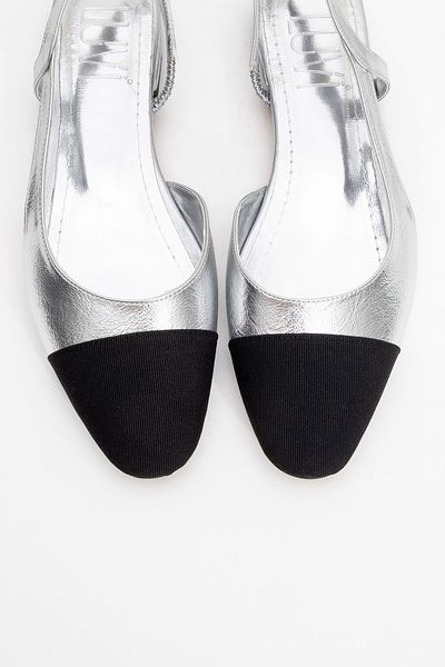 LuviShoes LUJO ezüst női nyitott hátú lapos balerinacipő