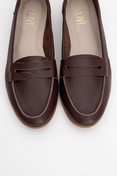 LuviShoes F02 Brown Skin Genuine Leather Women's Ballerinas