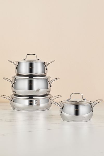 Karaca Arena 8 Piece Induction Base Steel Pot Set