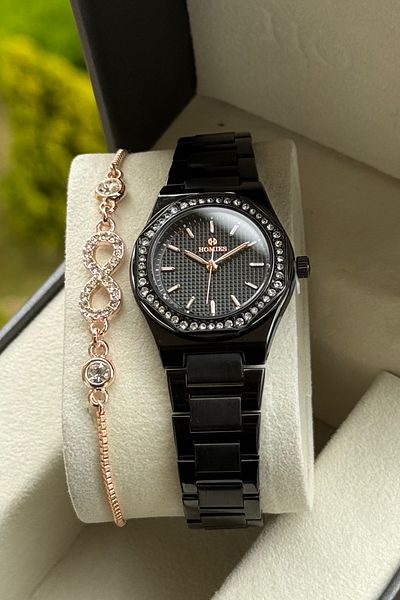 Homies WOMEN'S ARM WATCH WICKLE CORDON CUT WITH GLASS BRACELET GIFT