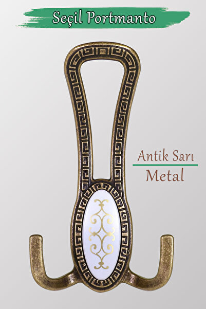 Badem10 Seçil (ANTİK SARI) Metal Portmanto Vestiyer Duvar Dolap Elbise Mobily...