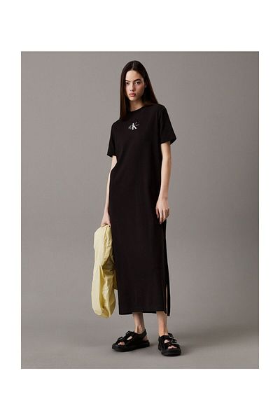 Calvin Klein Stretch Bavlna Regular Fit Maxsi šaty s rozparkem J20J225543BEH ŠATY J20J225543