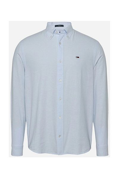 Tommy Hilfiger Tjm Reg Linen Blend Dlouhá pánská modrá košile