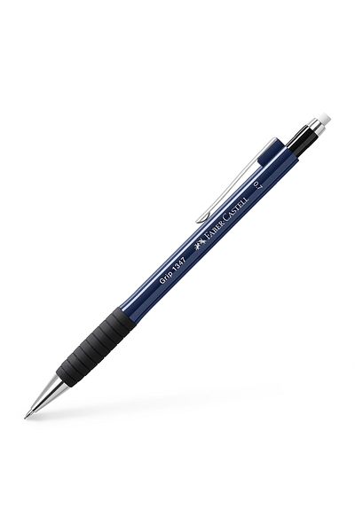 Faber Castell قلم بمقبض 1347 0.7 أزرق داكن 2022 طرف معدني قابل للتخزين مع ممحاة تصميم مريح