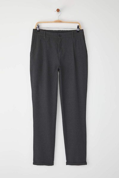Trendyol Collection Anthracite Italian Cut Pleated Classic Double Leg Fabric Trousers Tmnss24Pl00022