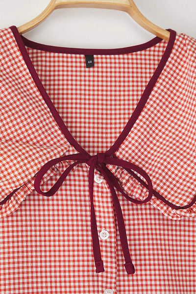 Trendyol Curve Koszula z kołnierzykiem dziecięcym w kratkę gingham z wytłoczonym wzorem cegły