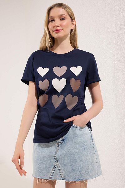 Trendyol Collection Navy Blue Regular/Normal Fit Knitted T-Shirt Twoss25Ts00191