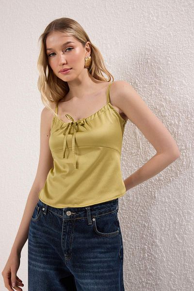 Trendyol Collection Λαδί Πράσινη Στρατιωτική Σατέν Μπλούζα / TWOSS25BZ00539