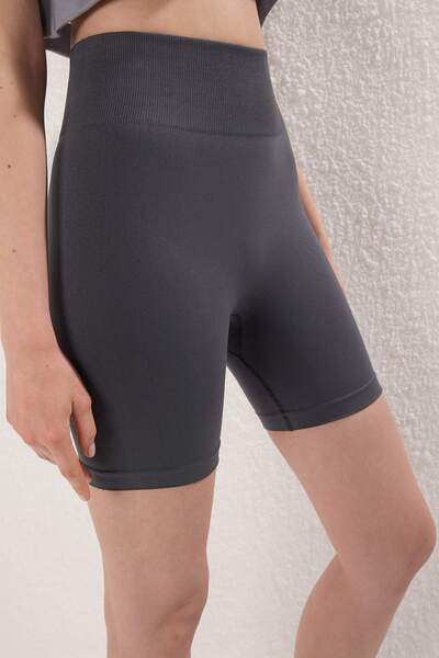 Trendyol Collection Anthracite Seamless/Seamless Push up Knitted Sports Shorts/Short Leggings Thmss25Ty00013