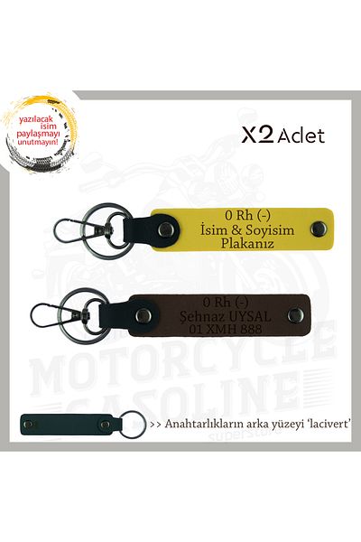 miawiki Name Plate and 0 Rh (-) Blood Group Written Gift X2 Keychain, Yellow-K Coffee-Lacquer, Biker Friends