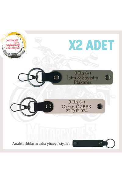 miawiki Name Plate and 0 Rh (+) Blood Group Written X2 Keychain, Ash Grey-Powder-Syh, Motorcycle Adventurers