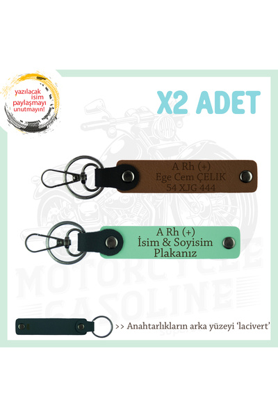 Asortishey Biker X2 Keychain, Coffee-Green-Navy, Motorcycle Lovers, Name Plat...