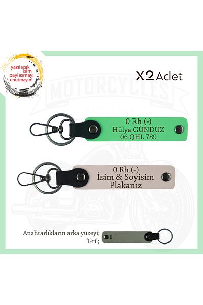 miawiki Name Plate and 0 Rh (-) Blood Group Written Leather X2 Keychain, Powder-F Green-Gr, Special for Speed Lovers