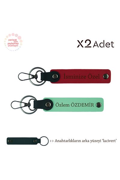 Miaju Birthday Gift for Relatives, 2-Piece Keychain Gift Set with Name Written, Red-Green-Navy Blue