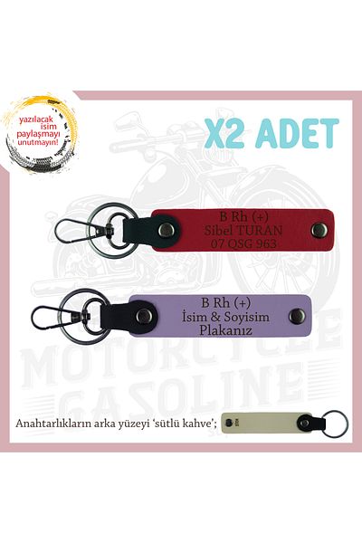 miawiki Personal X2' Keychain, Purple-Red-Sk, Special for Travelers, Name Plate and B Rh (+) Blood Group