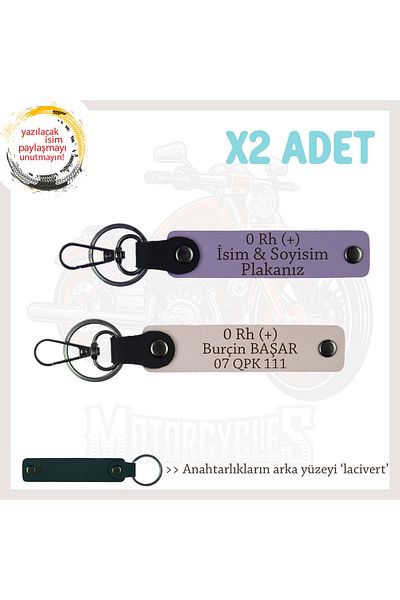 miawiki Name Plate and 0 Rh (+) Blood Group Written Gift X2 Keychain Set, Purple-Powder-Laci, Special for Biker Style