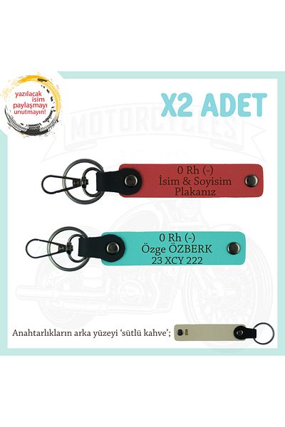 miawiki Gift X2 Keychain, Pomegranate Flower-Turquoise-Sk, Biker Friends Name Plate 0 Rh (-) Blood Group Written