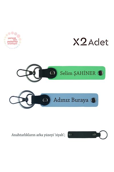 Miaju Spiritual Gift for Mother, Name, Surname Personalized 2-Piece Keychain, Sky Blue-Pistachio Green-Black