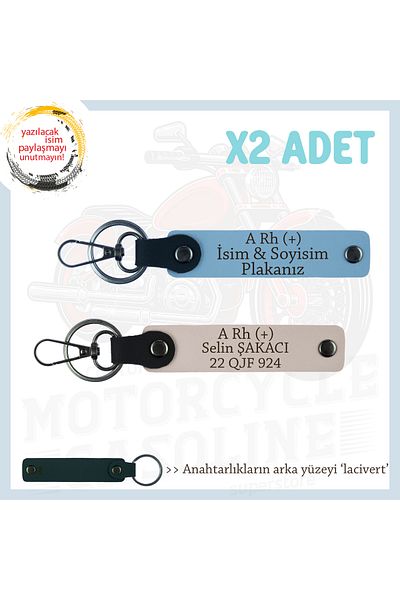 miawiki A Rh (+) Blood Group Written Gift X2 Keychain, Powder-Blue-Navy, Biker Style Special Name Plate