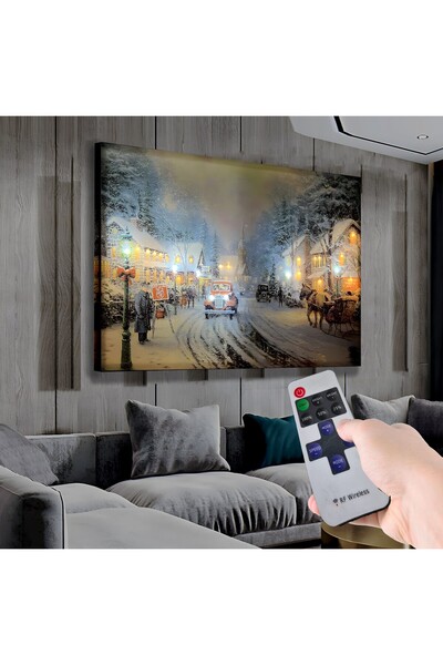 EMYA HOME Led Işıklı Uzaktan Kumandalı Kış Kanvas Tablo
