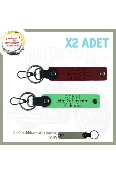 miawiki Safe Driving Keychain with Name Plate and a - Blood Group Written X2, F Green-Burgundy-Gr, Motorcyclists Passengers