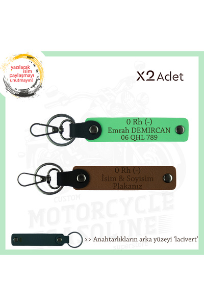 Asortishey Gift 2-Piece Keychain, Coffee-F Green-Navy, Name Plate for Bikers ...