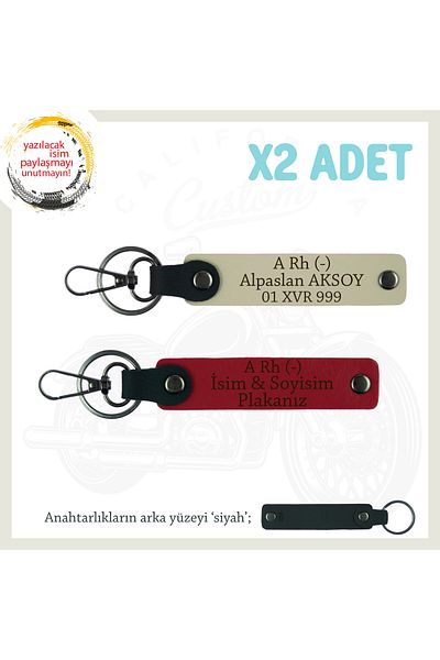 Miaju Custom Name Plate for Biker Friends, a Rh - Blood Type Lettering Gift X2 Keychain, Red-S Coffee-Syh