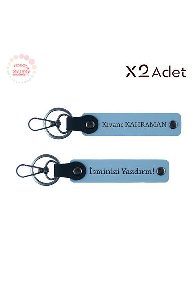 Miaju First Name Surname Design Keychain – 2-Personal Souvenirs, Sky Blue