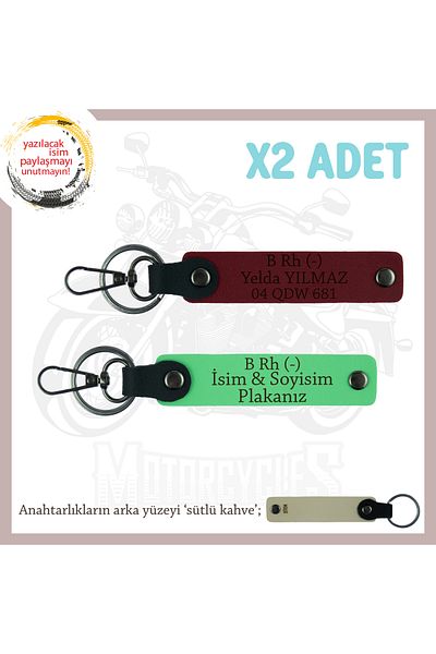 miawiki Name Plate & B - Blood Type Written Safe Driving Keychain, F Green-Burgundy-Sk, to Biker Passengers