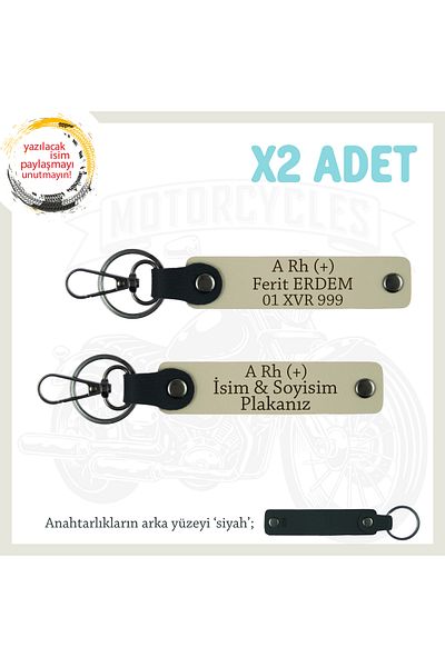 miawiki Name Plate and a Rh (+) Blood Type Written Personal X2 Keychain, S Coffee-Syh, Special for Road Enthusiasts