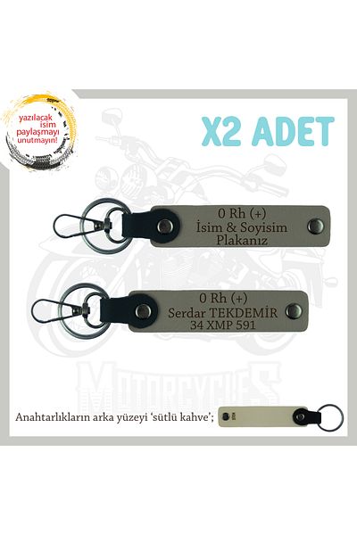 miawiki Name Plate and 0 Rh (+) Blood Group Safe Driving X2' S Keychain, Ash Grey-Sk, Custom for Biker Friends