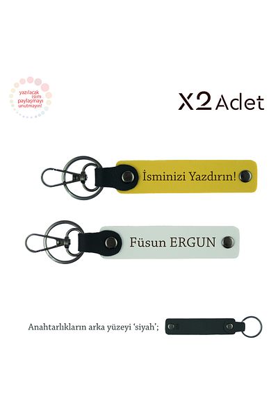Miaju Gesture to Brother on 14 February, Set of 2 Keychains with Name Written, Yellow-White-Black