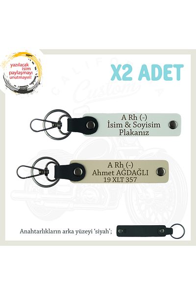 Miaju Keychain Set of 2 with Nameplate and a Rh (-) Blood Type Lettering to Fit All Keys, White-S Brown-Syh