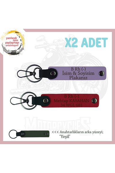 Miaju Exclusive for Travelers, Name Plate, Personal X2 Keychain with B Rh (-) Blood Type Lettering, Purple-Red-Ysl