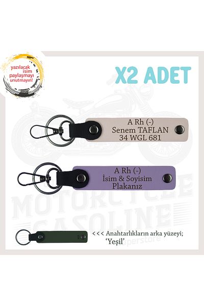 miawiki Name Plate and a Rh (-) Blood Group Written Gift X2 Keychain Set, Purple-Powder-Ysl, Special for Biker Style