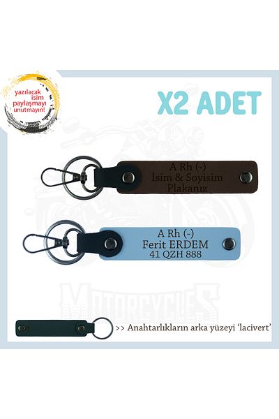miawiki X2' Keychain, K Coffee-Blue-Navy, Written on Package Dispensers, Name Plate and a Rh (-) Blood Group