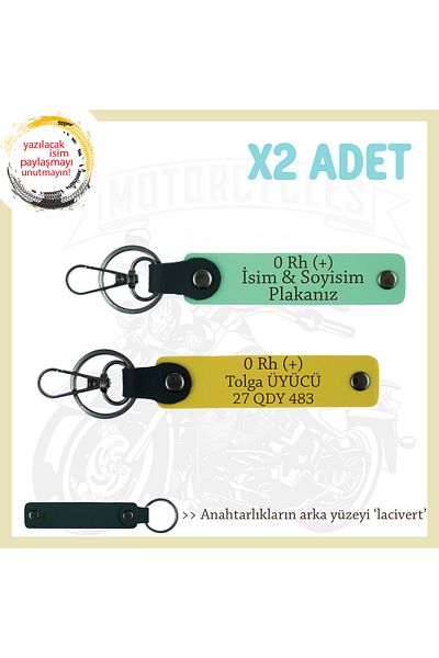 miawiki Bee, Green-Yellow-Navy, Special Name Plate for Motorcycle Lovers 0 Rh (+) Blood Group Written X2 Keychain