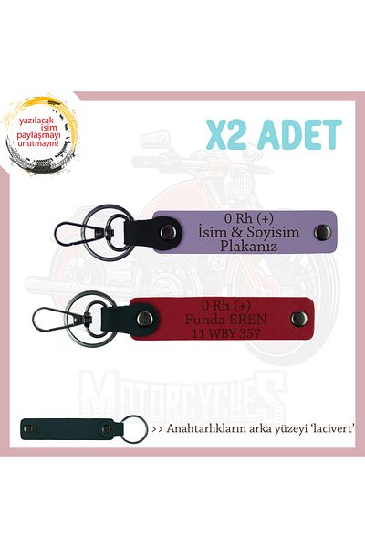 miawiki Name Plate and 0 Rh (+) Blood Group Personal X2 Keychain, Purple-Red-Navy, Special for Travelers