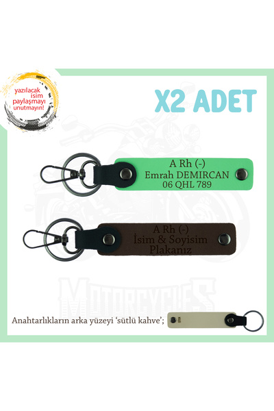 Asortishey سلسلة مفاتيح Biker x2، K Coffee-F Green-SK، مع لوحة اسم لعشاق السر...