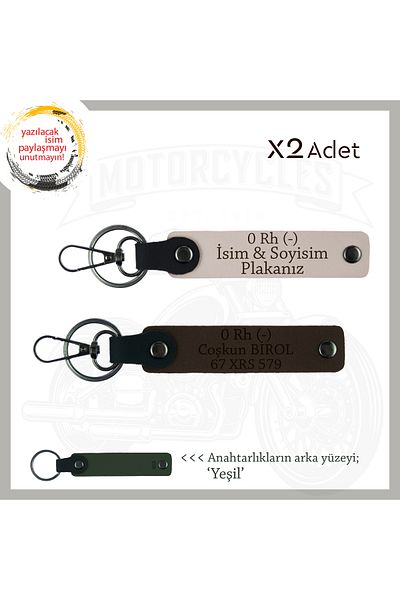 miawiki X2 Leather Keychain, Powder-K Coffee-Ysl, Special Name Plate for Gift Seekers 0 Rh (-) Blood Group Written