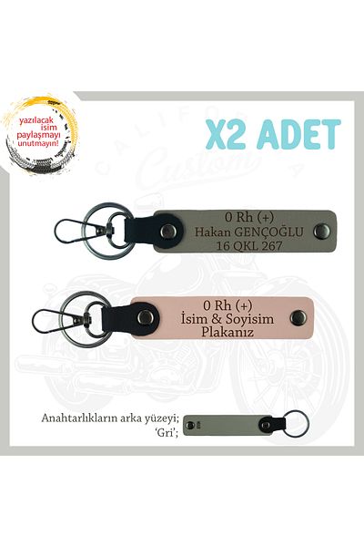 miawiki X2 Keychain, Yavruağzı-Ash Gray-Gr, Biker Sweetheart Gift Name Plate 0 Rh (+) Blood Group Written